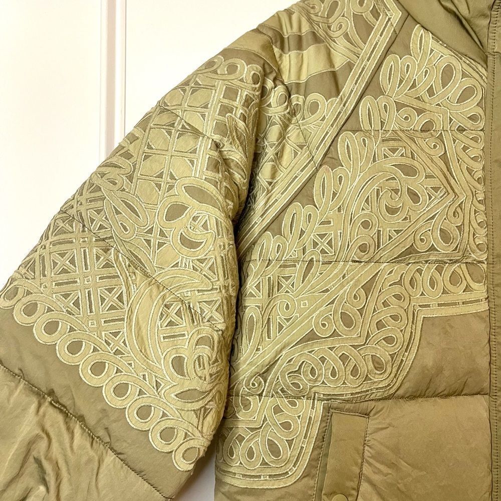 Free People Headed For The Hills Embroidered Puffer Jacket Military Green, S NWT - Picture 7 of 14